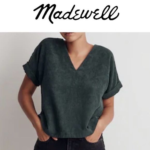 Madewell Tops - Madewell Corduroy V-Neck Top Shirt Button Down Back - Dark Green